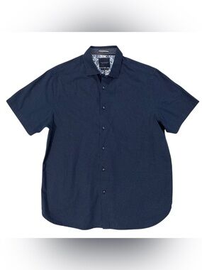 Cactus Man Ricky Singh Navy Micro Dot Button Down Shirt Mens XL Short Sleeve